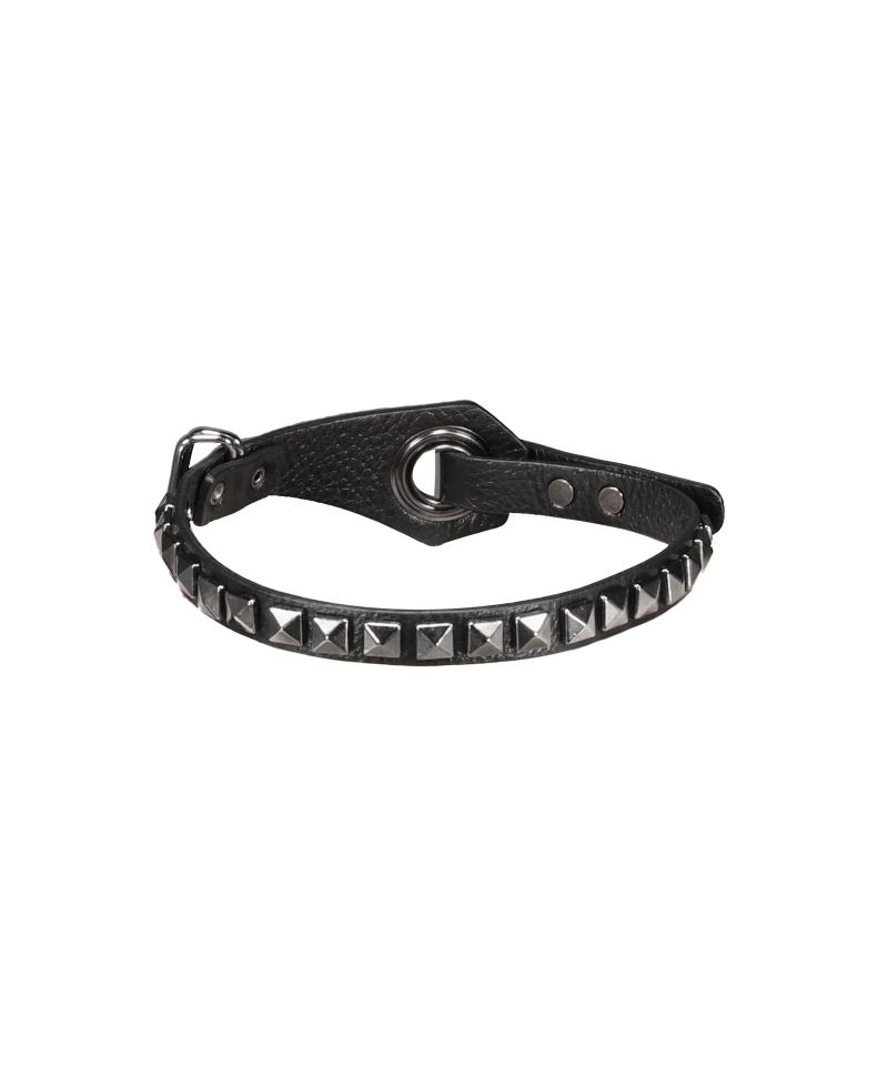 2-WAY STUD LEATHER CHOKER BLACK