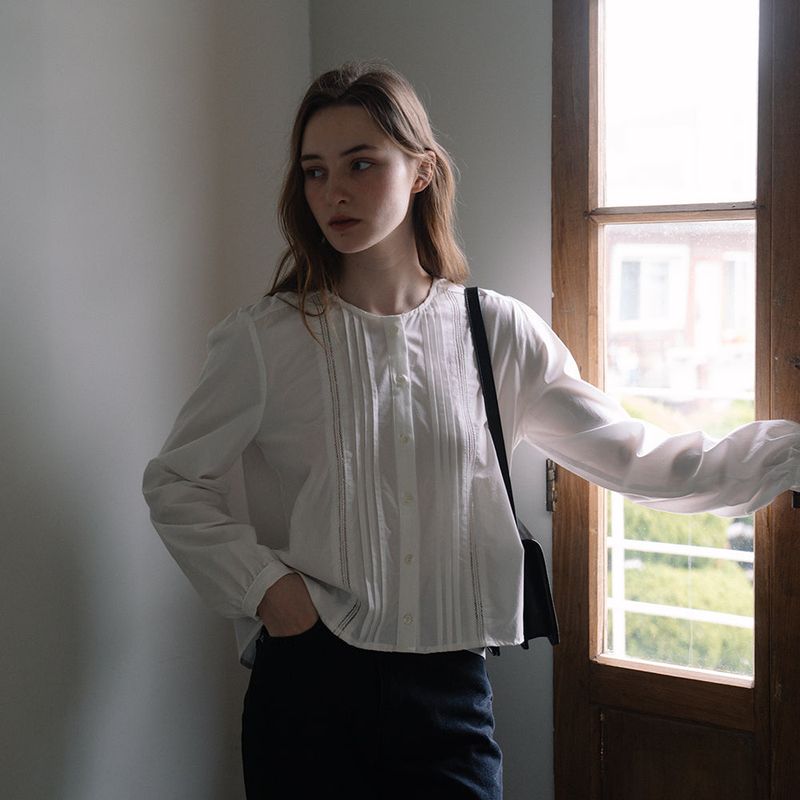 Lace Pintuck Blouse - Ivory