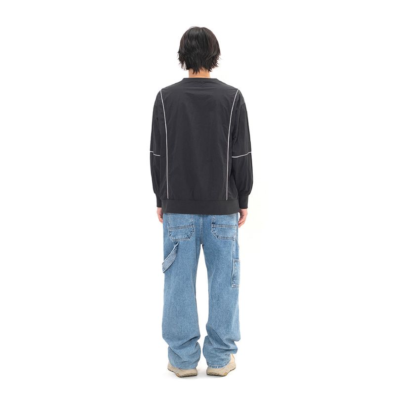 Sports Dept Logo Piping Nylon Pullover - Black