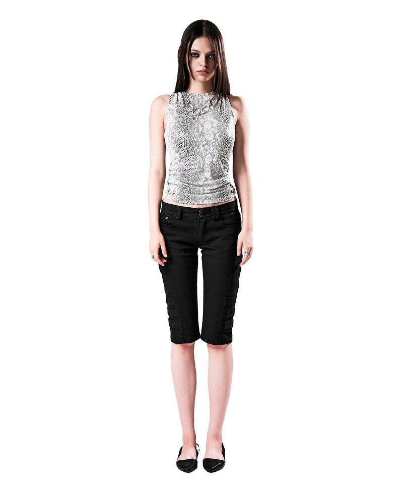 PYTHON SHIRRING SLEEVELESS TOP WHITE