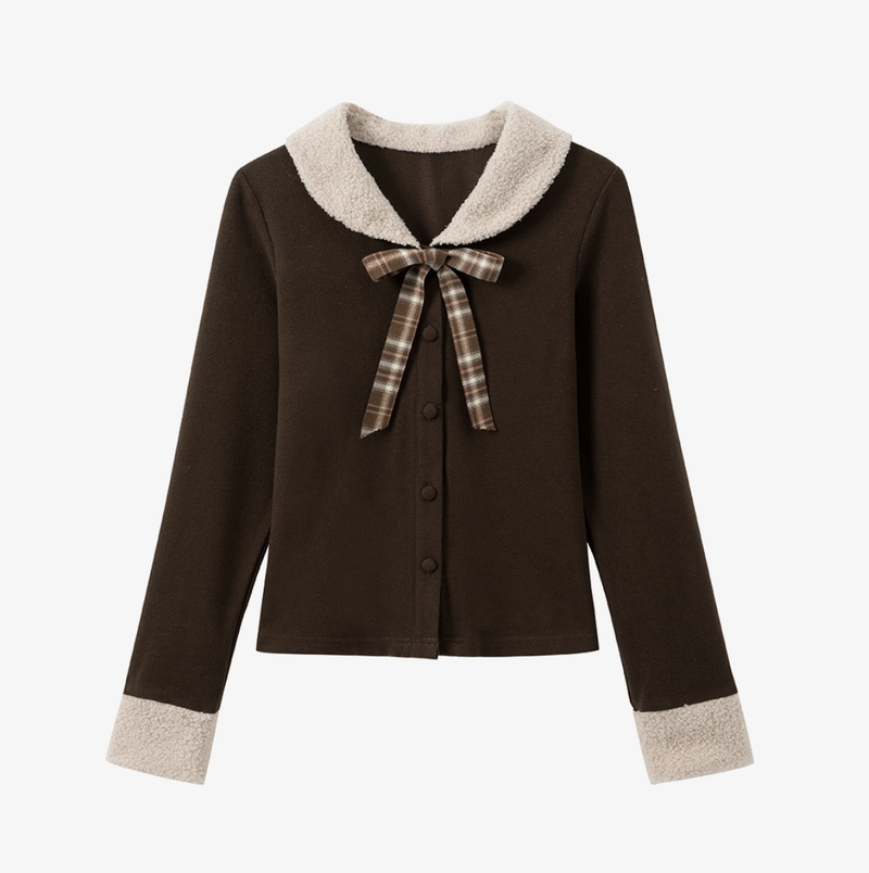Cozy&Kitsch（コージーアンドキッチ）の「Elin Fur Collar Ribbon Cardigan（Tops）」