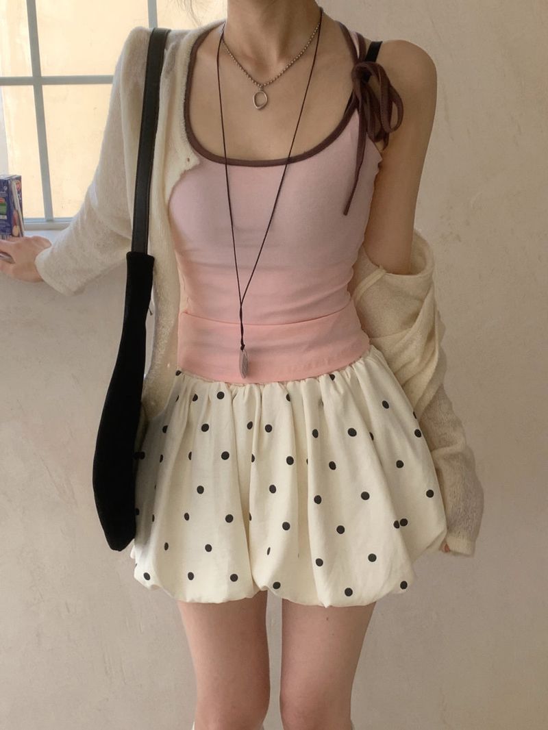 Dot Mellow Balloon Fit Mini Skirt