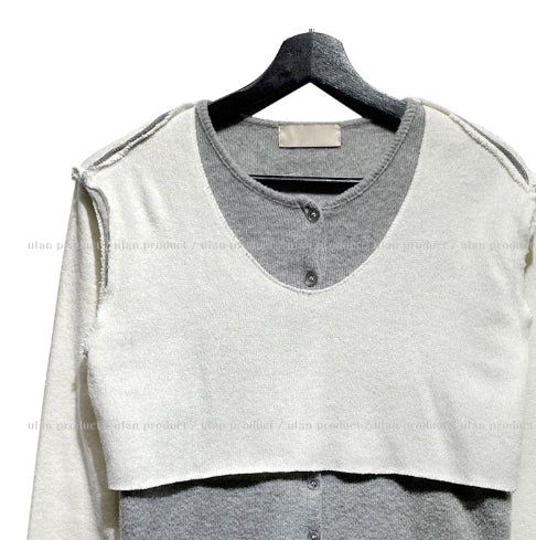Linz Two-Tone Layered Knit Cardigan