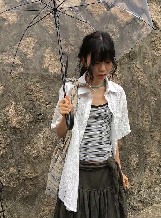 BAON（バオン）の「ケズ サマー パンチング レース ショートスリーブ シャツ（トップス）」