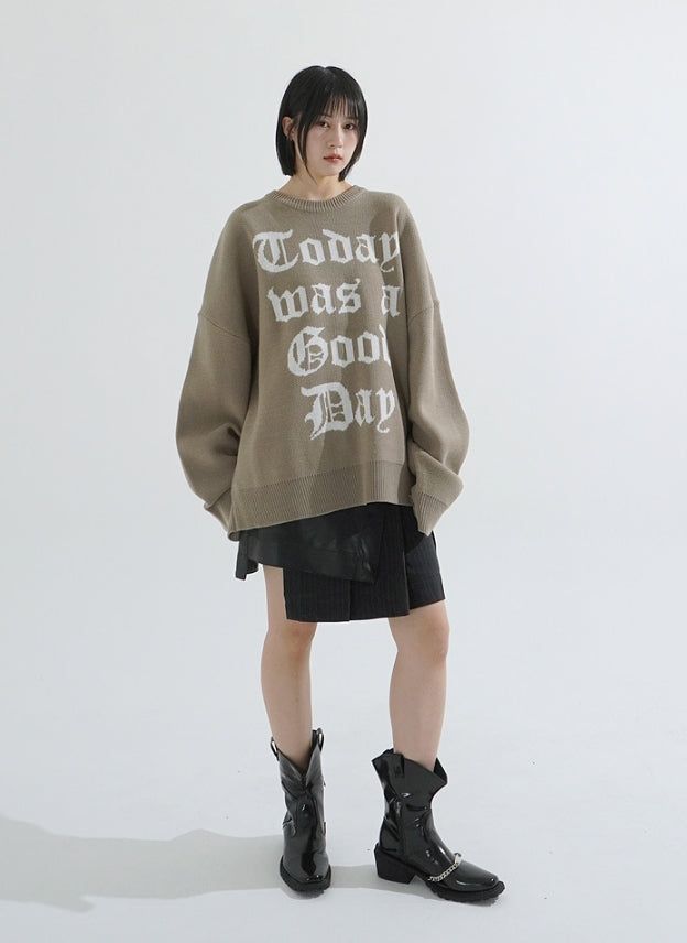 Lettering oversize heavy knit