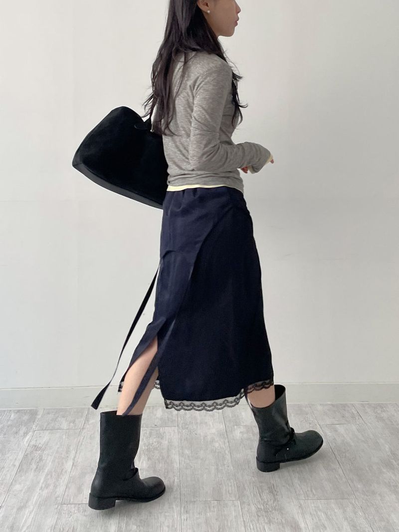 Fold Satin Lace Skirt