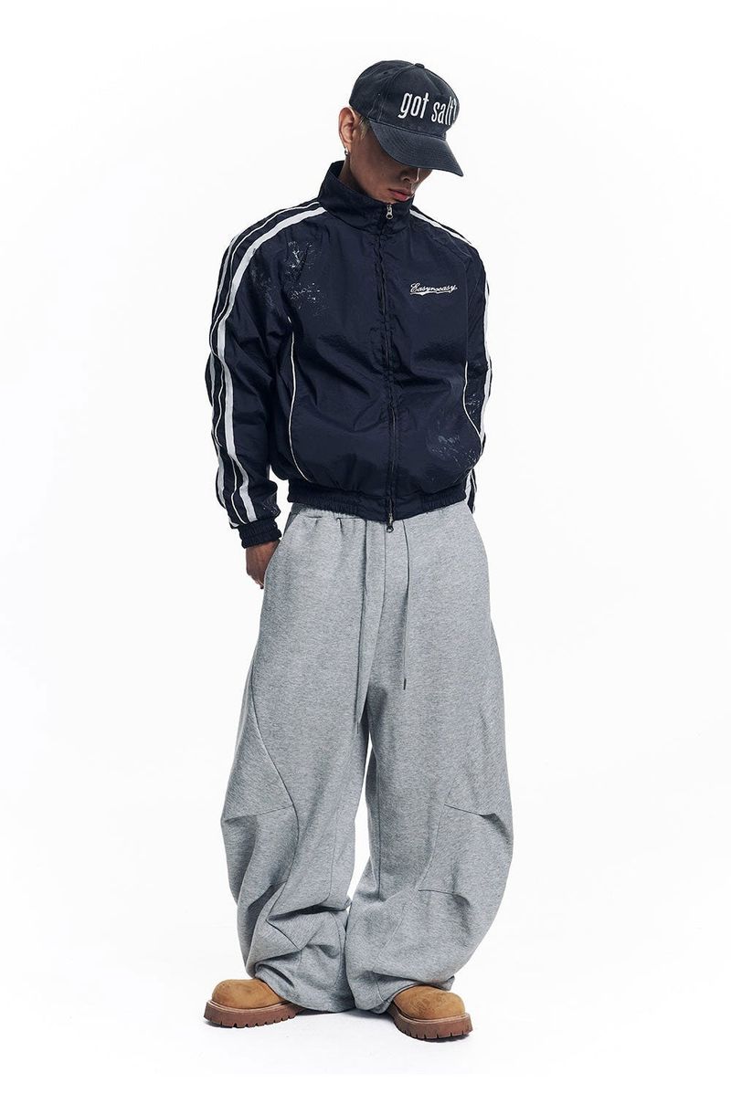 Dirty Nylon Piping Track Jacket - Navy