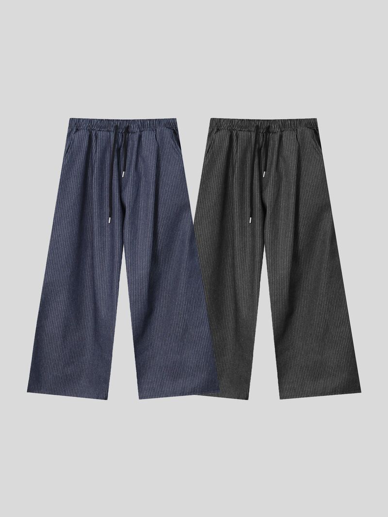 Terry Stripe Banding Carpenter Wide Denim Pants (for all four seasons)