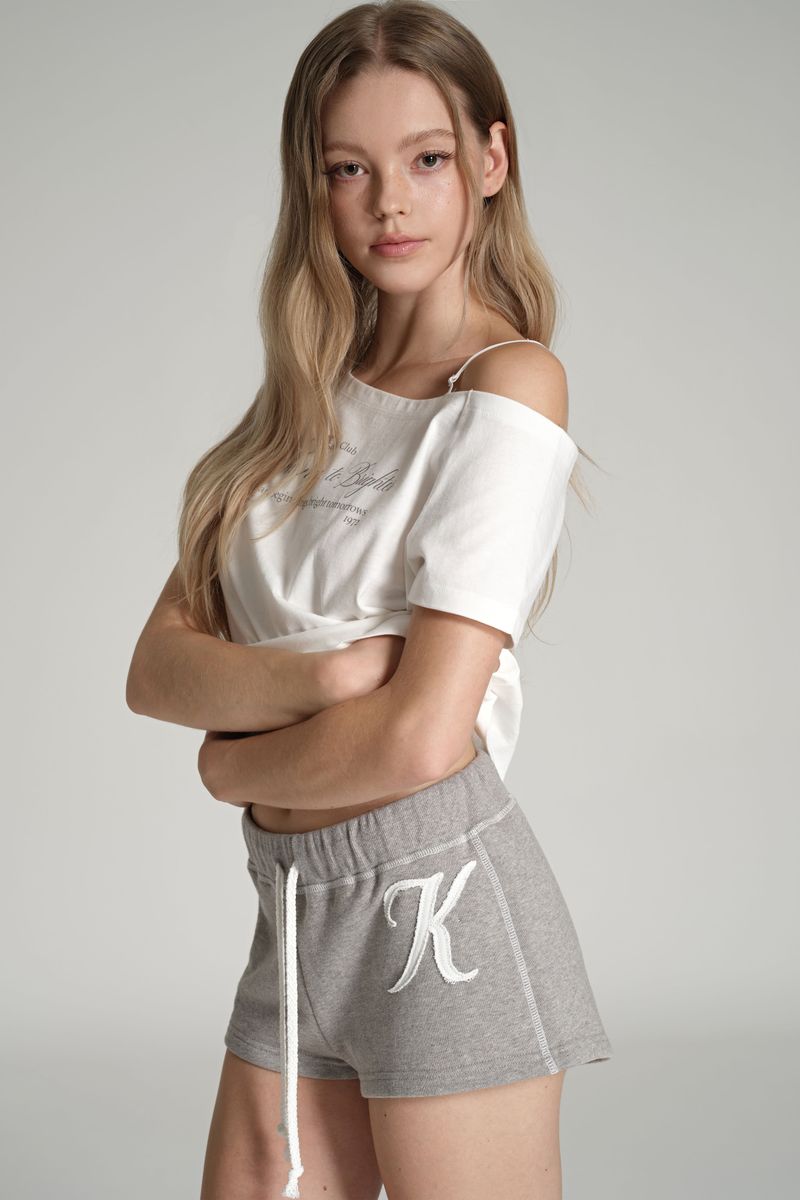 Pure cotton one shoulder top, White