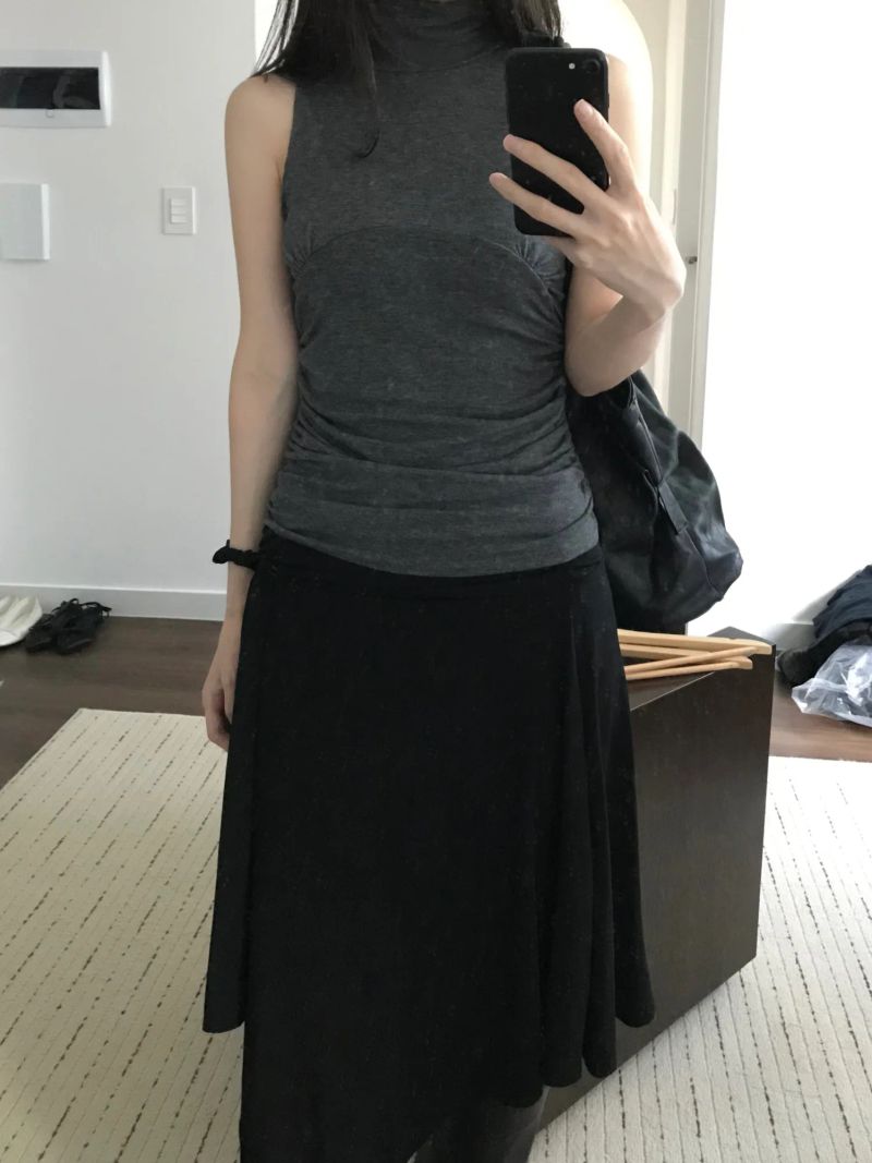 Turtleneck Shirring Sleeveless Top (3 colors)