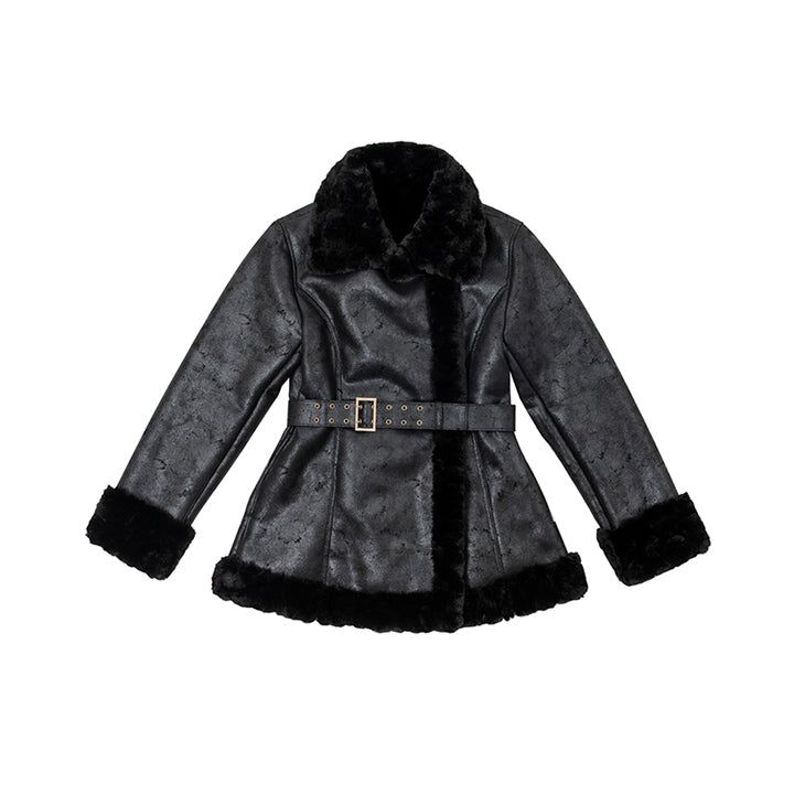 CRACK LEATHER SHEARING MUSTANG JACKET