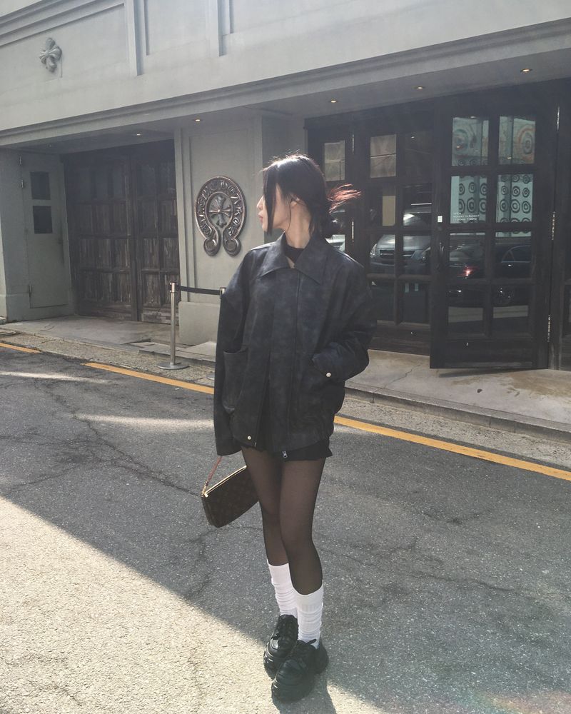 [Made] Rene leather jacket -black