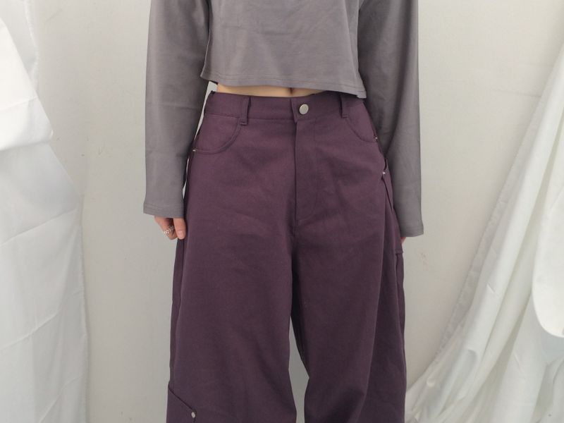 Semi-balloon pocket cotton pants