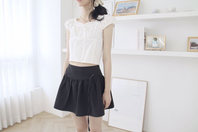[Belt Set] Half Flare Mini Skirt
