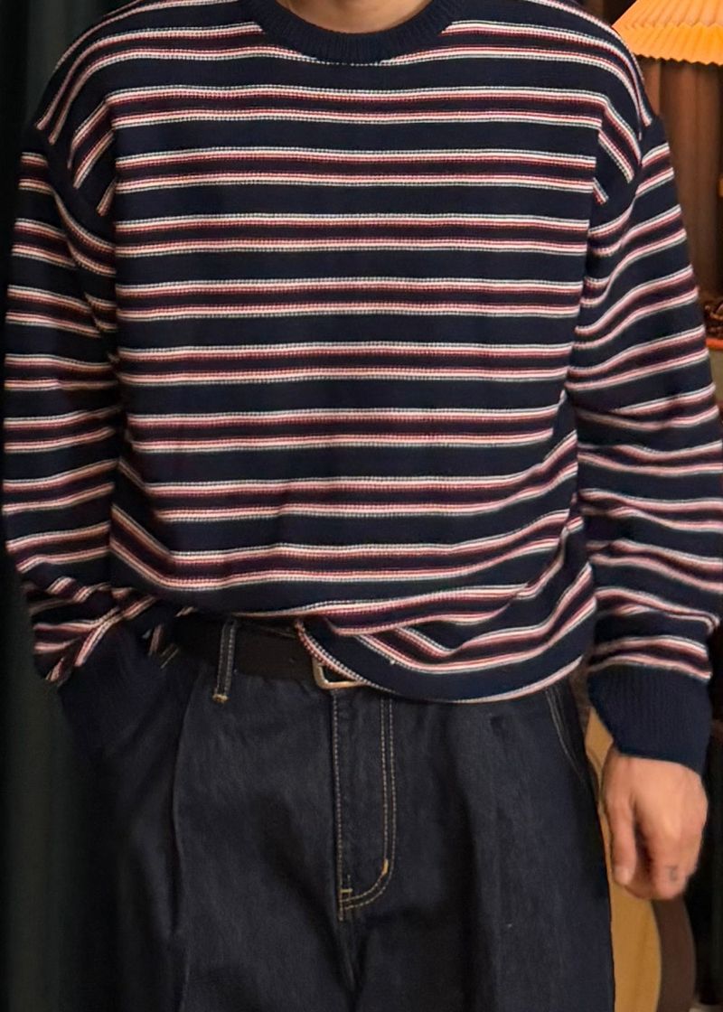 Reverse stripe knit 2COLOR