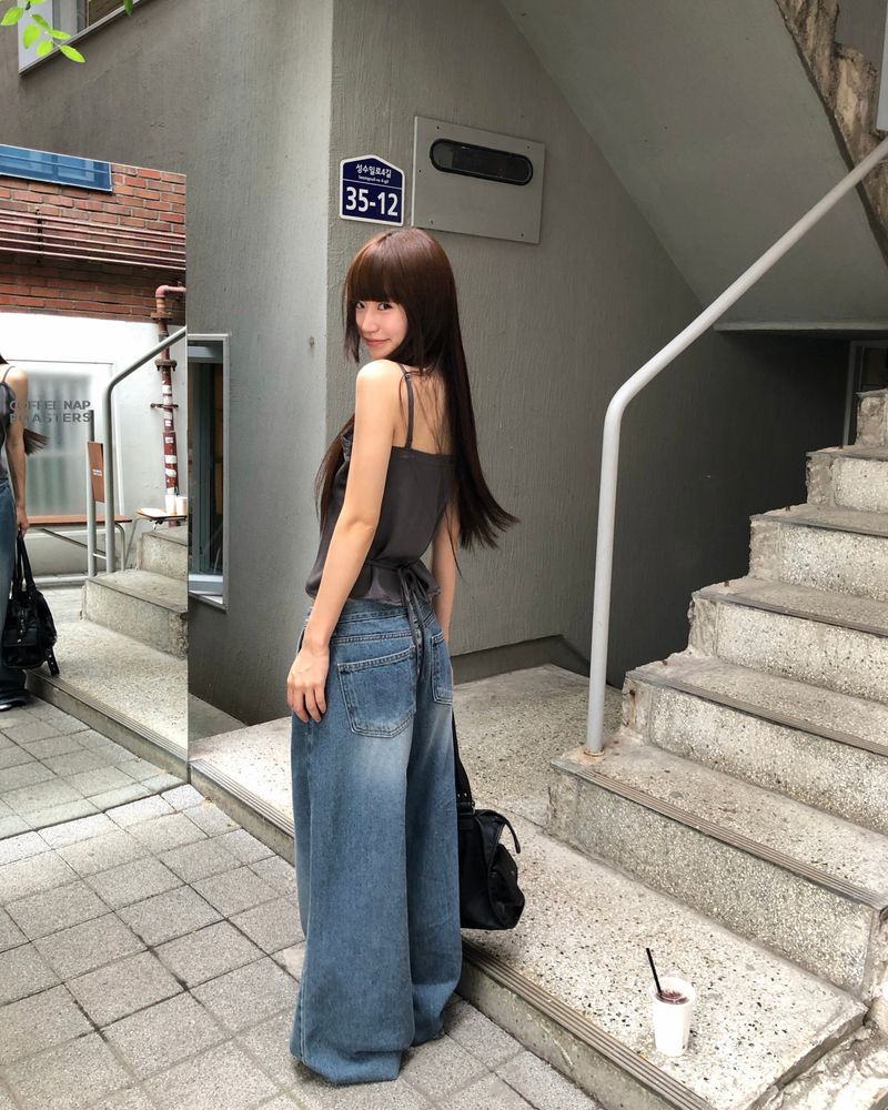 [ORIGINAL] Melted Pintuck Denim Wide Pants