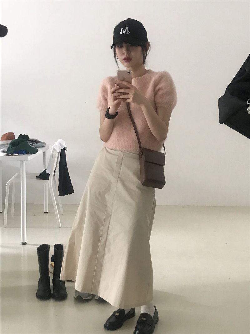 Harney button long skirt