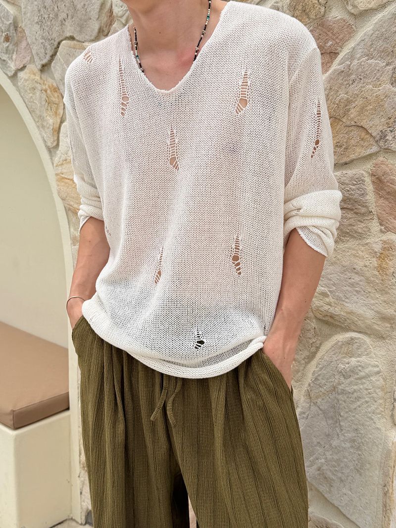 Grunge damage see through knit(3color)