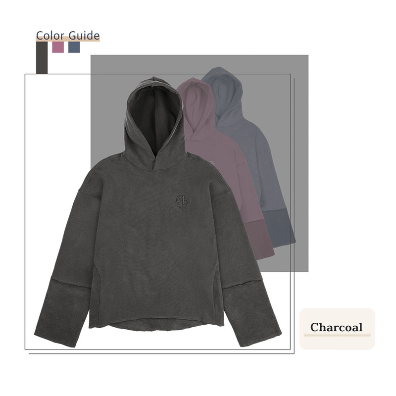 PIGMENT CUTTED HOODIE_CHARCOAL