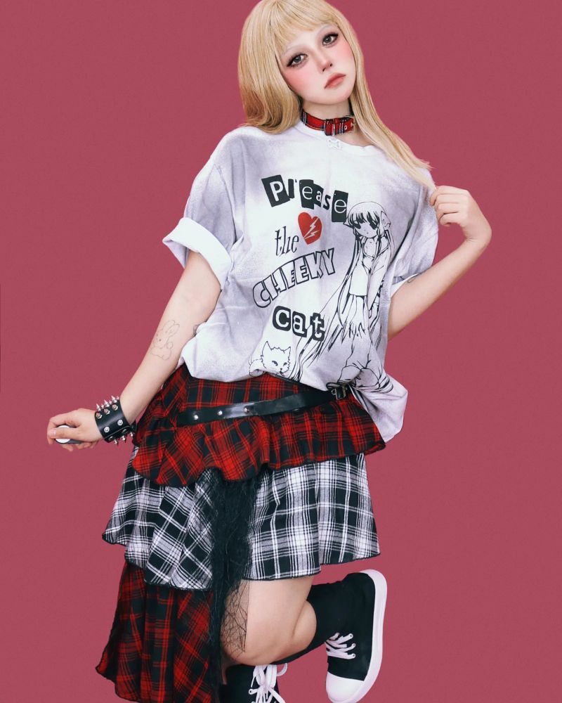 double punk unbalanced skirt