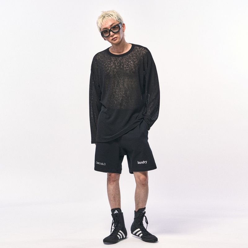 C Wear by the Genius(シーウェア バイザジーニアス)の「SEE-THROUGH LONG SLEEVE T-SHIRT BLACK(Tops)」