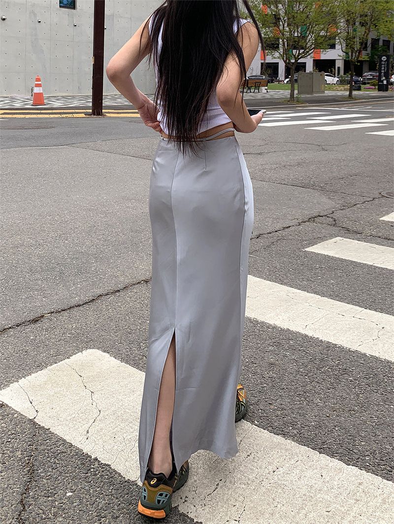SATIN STRAP MAXI SKIRT (2COLOR)