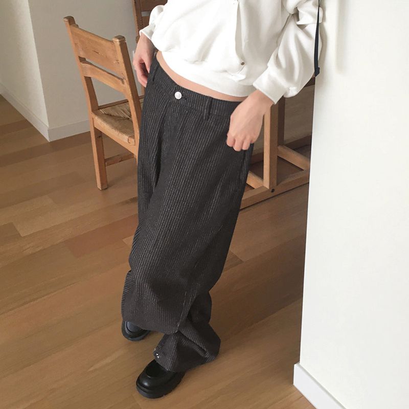 [MADE] Erson Stripe Snap Button Balloon Fit Denim Pants