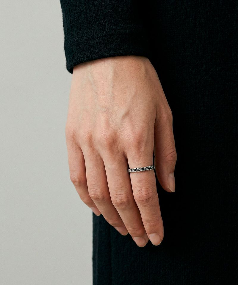 Clover mini rail ring BK (925 silver)