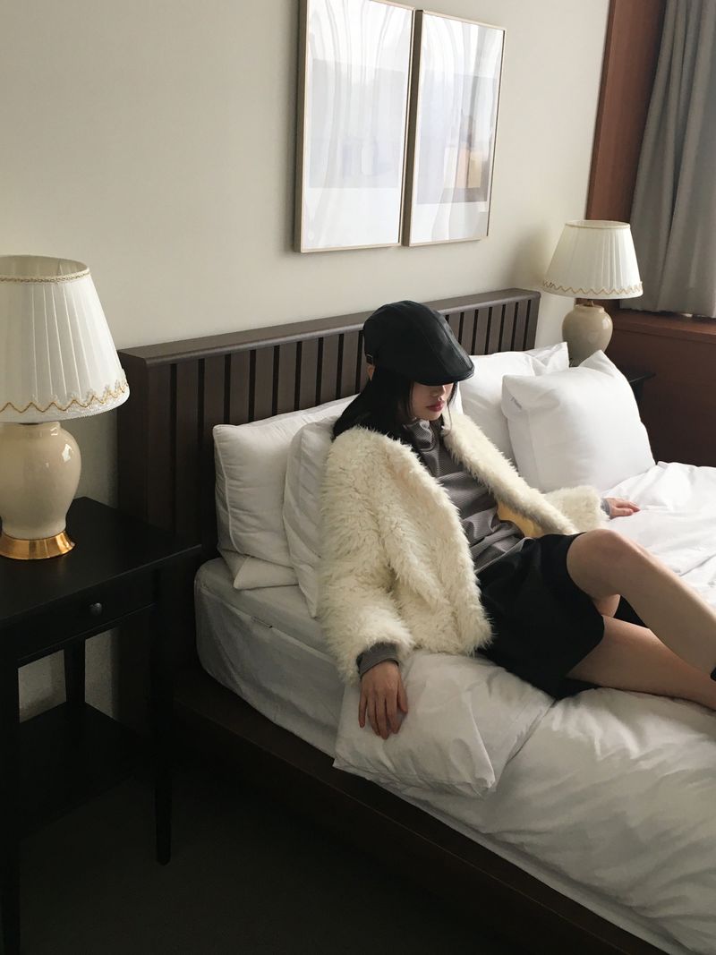 Lens quilted eco fur jacket