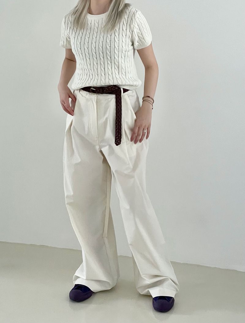 Dull bizo pintuck wide pants