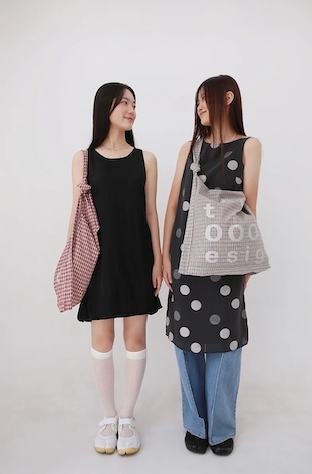 000Design Cotton Check Tie Bag / Mint