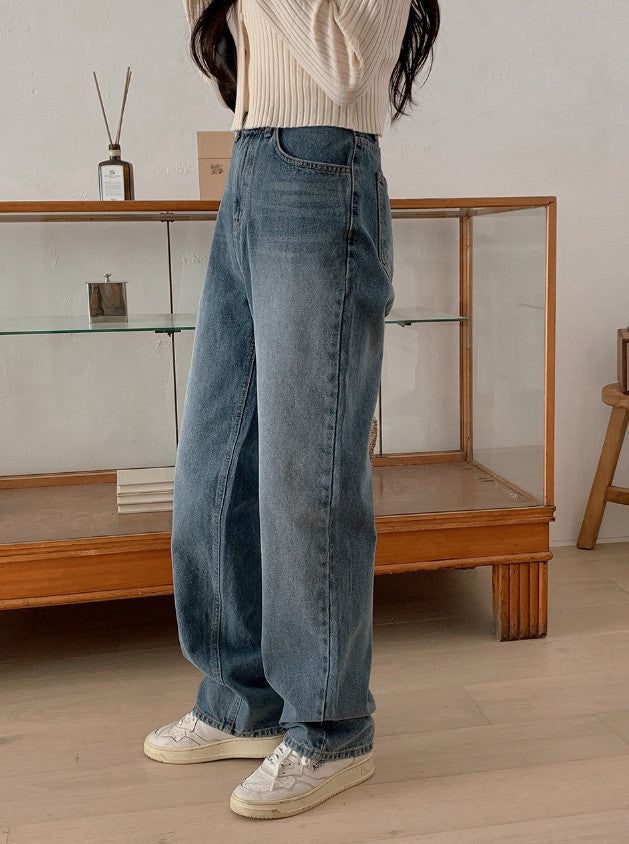 BL Washing Denim Wide Pants