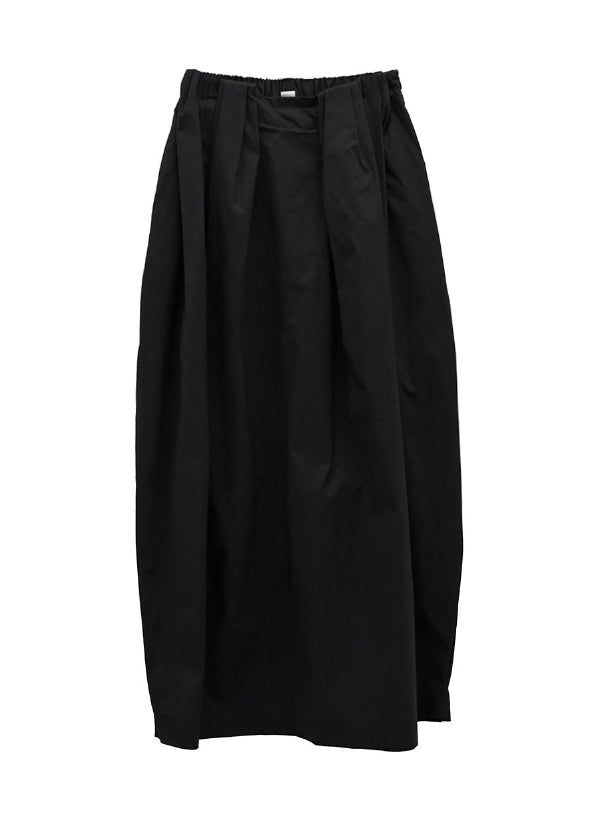 Boxy Pleated Cotton Balloon Long Skirt