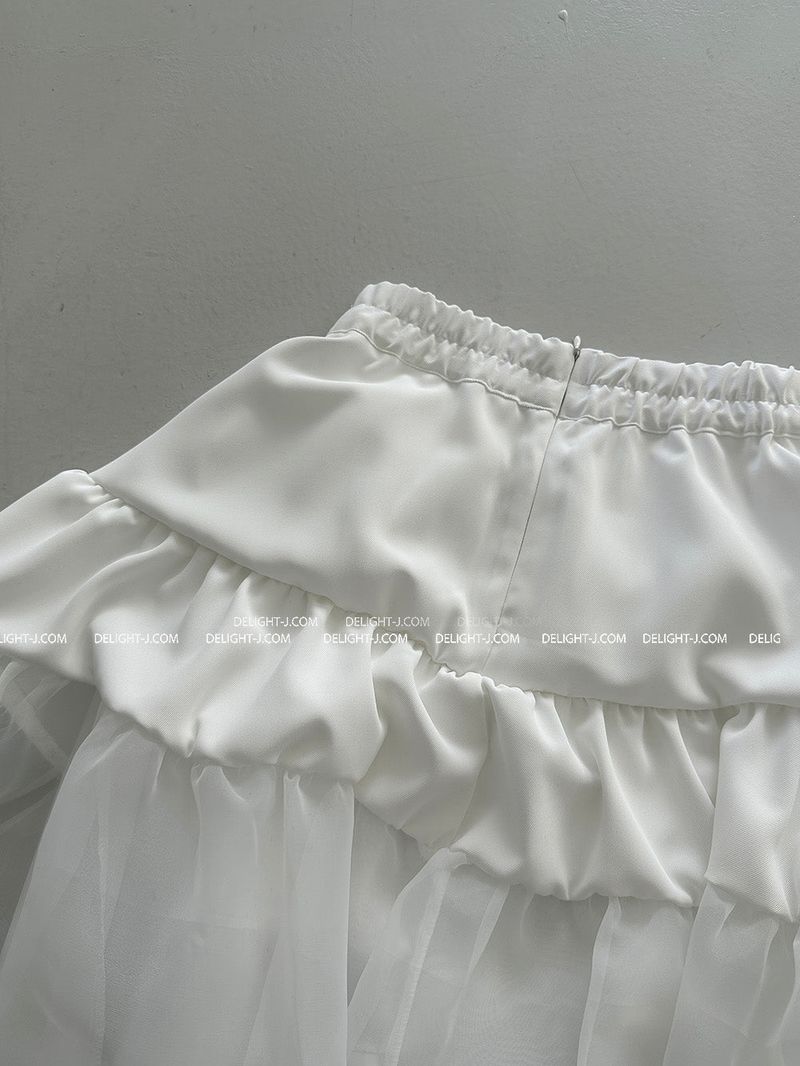 cancan frill see-through see-through long skirt