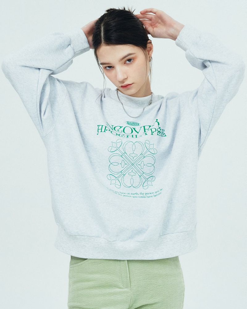 APOCALYPSE CLOVER SWEATSHIRT-WHITE MELANGE