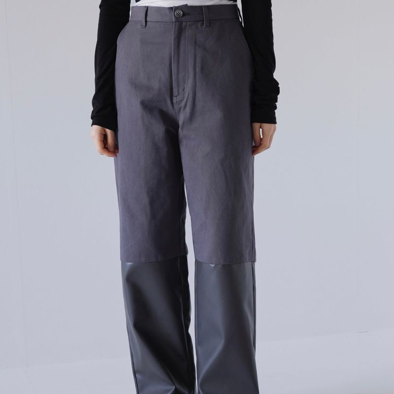 fake leather switching pants