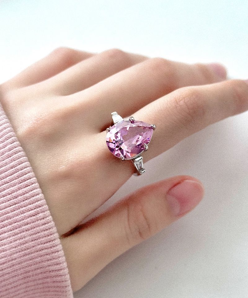 ピンクウォータードロップリング