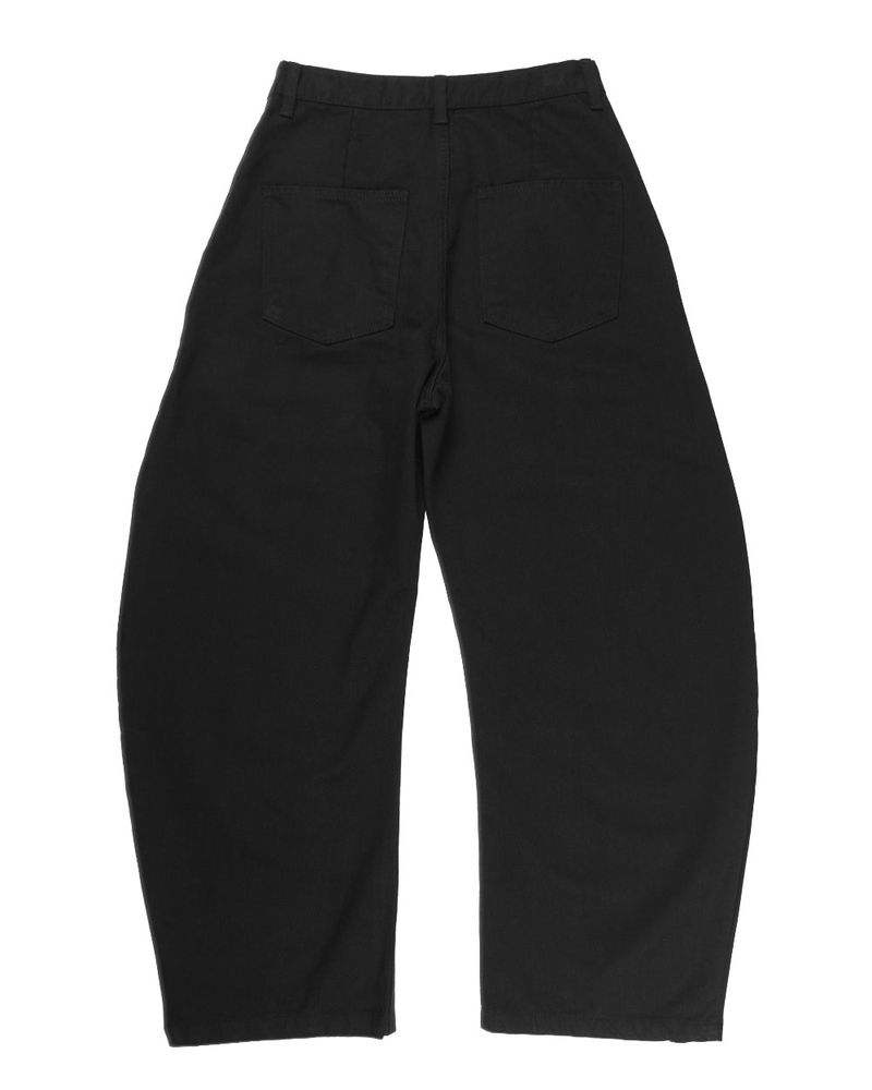  BLACK CURVED COTTON PANTS