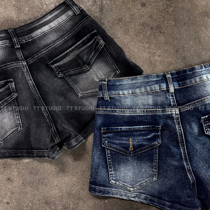 Vintage zip short denim-PT