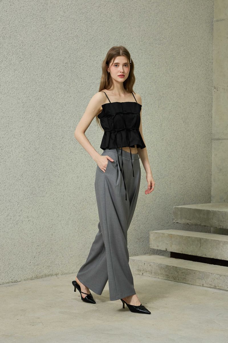 TOMO WIDE SLACKS / CHARCOAL