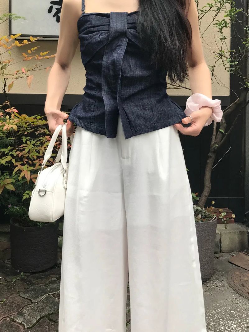 Mille Back Banding Wide Pintuck Long Pants