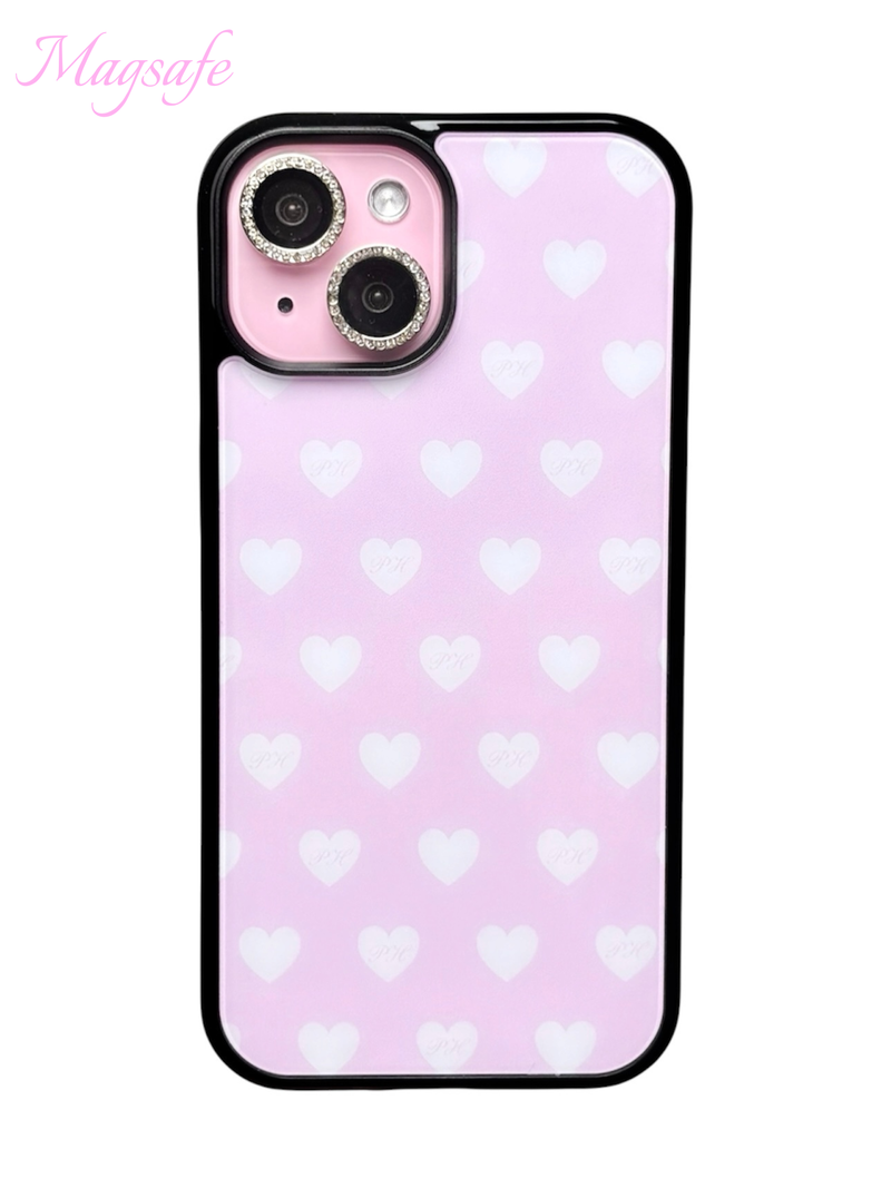 princess house(プリンセス ハウス)の「Sweet hearts phone case (pink) - black glass - magsafe(Smartphone Accessories)」