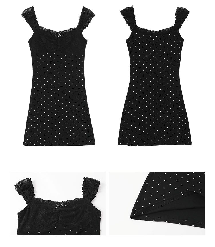 Black Cutie Hip Dot Mini Dress