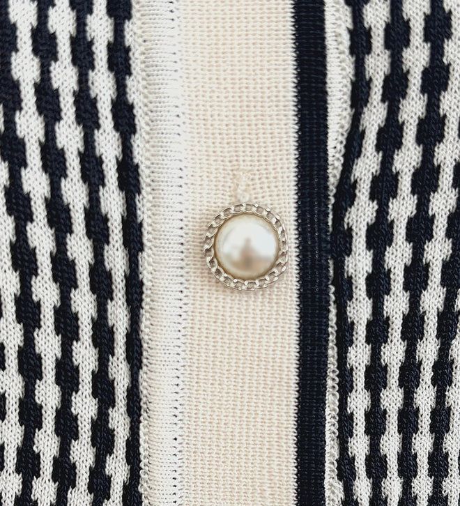 Carson Collar Color Matching Check Knit Cardigan