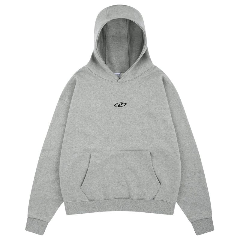 DOUBLE LOOP LOGO SLEEK HOODIE SWEATSHIRT GRAY
