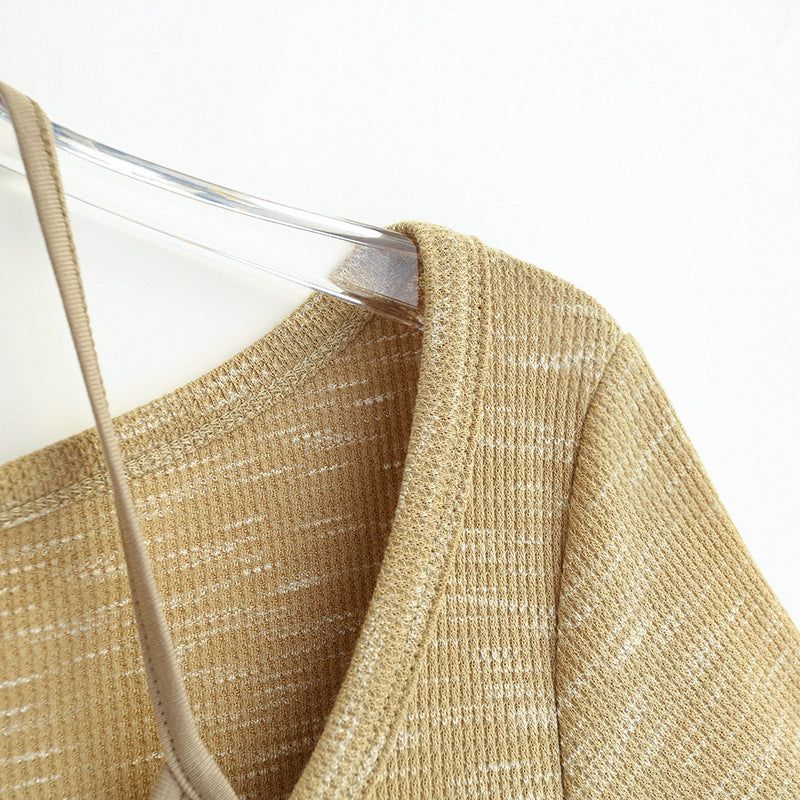 String wrap button short sleeve cardigan top 231216035