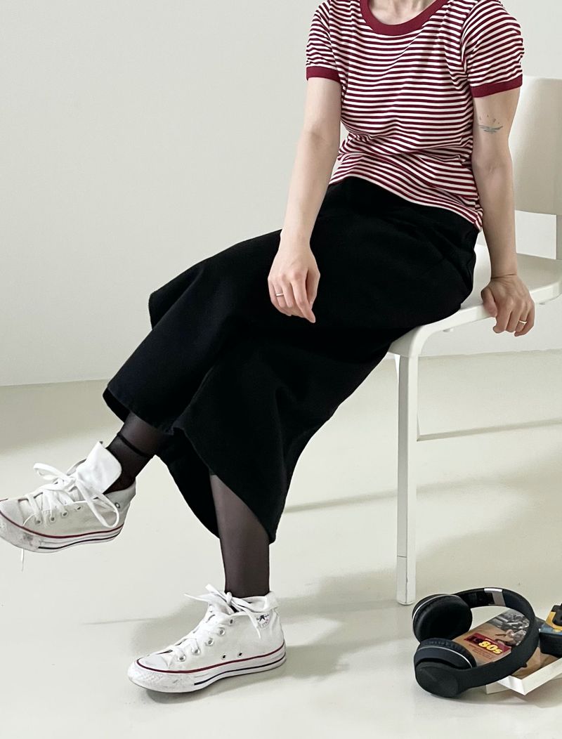 Vintage diagonal long skirt