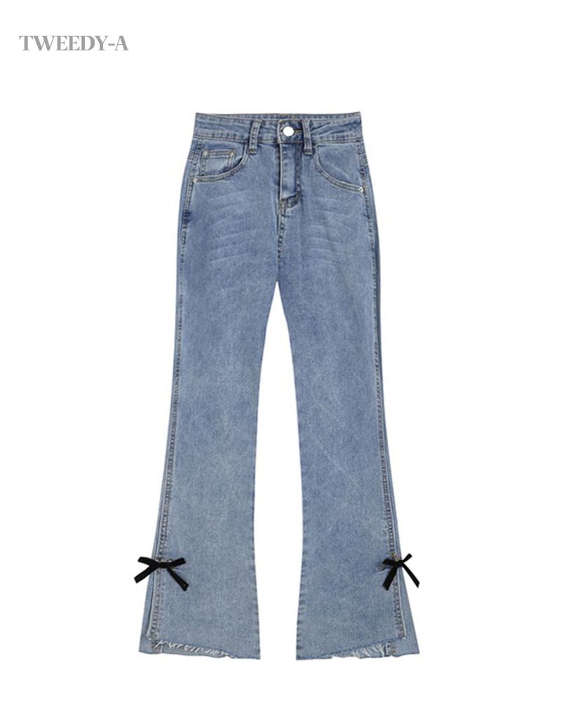 TWEEDY-A（ツウィーディア）の「Tiny ribbon point bootcut medium blue denim pants（Pants）」