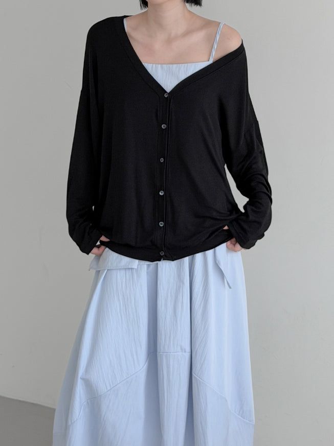 mnem（ムネム）の「Two-way Loose Fit Wrap Balloon Cardigan（Tops）」