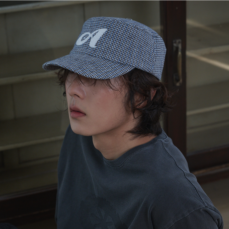Linen Houndstooth Pillbox Cap